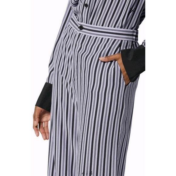 New $375 Equipment Femme Aeslin Striped 100% Silk Straight Pant Sz 2 Black White - Picture 3 of 11